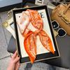 Korean simple high-end silk scarf fashionable, elegant and versatile professional imitation silk small scarf retro printed square scarf women