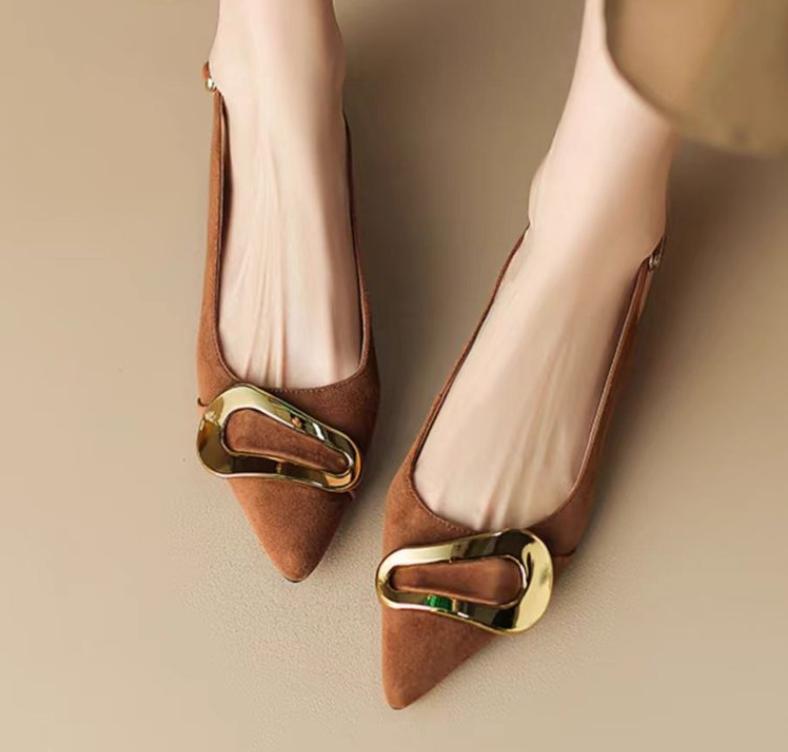 Suede Women Shoes Pointed Toe Fashion Sandals Slingback Designer Dress Slippers Casual Slides Chaussure Femme