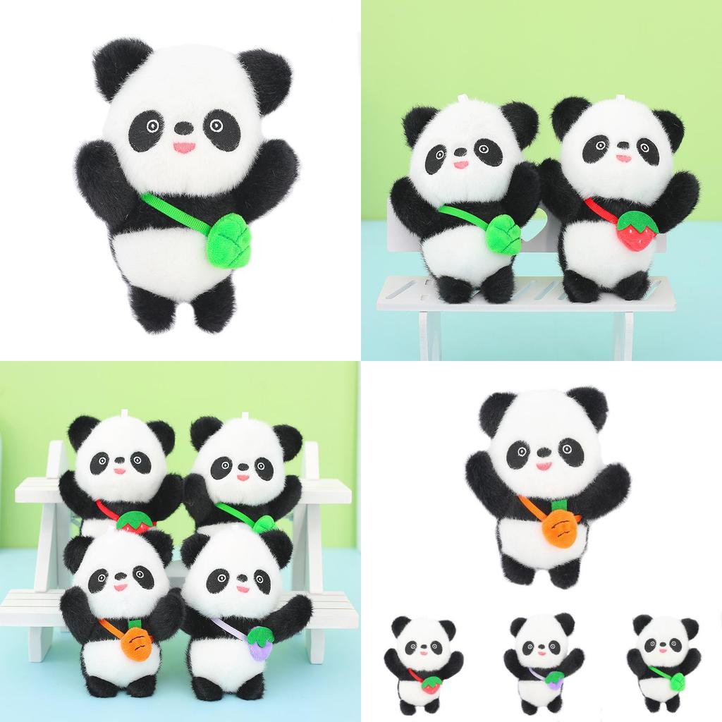 Adorable Panda Plush Keychain With Fruity Backpack Charm Premium Mink Fur Cute Animal Toy