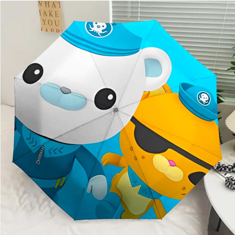Автоматический зонт Octonauts6 с принтом, 8 спиц, железный каркас, пластиковая ручка, подходит для путешествий на открытом воздухе и на каждый день, идеальный подарок