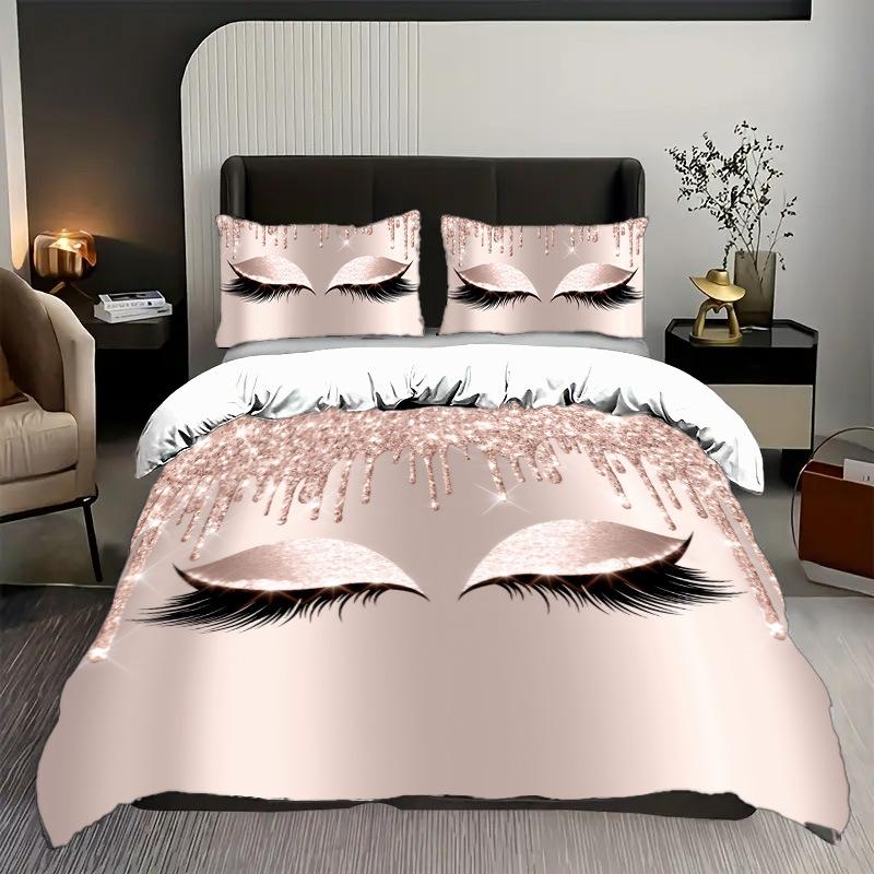 Duvet Cover Set Fashion Eyelashes 3D Digital Printing Three-Piece Bedding Kit