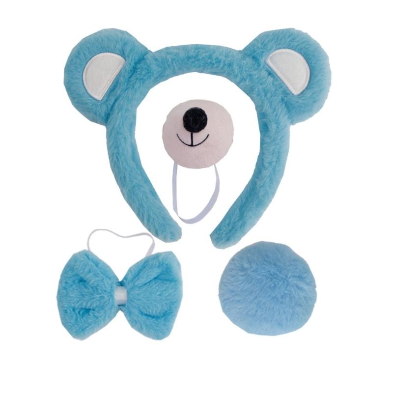 Bear Costume Set Ears Tail Bowtie Nose Tutu Glove Animal Fancy Costume Kit Accessories for Kids Halloween Cosplays Props