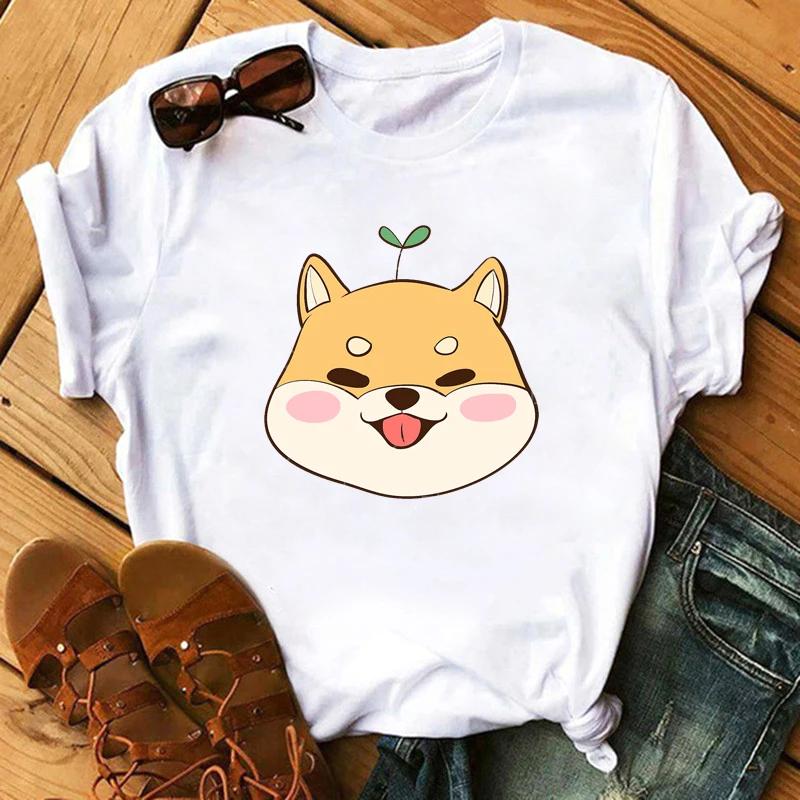 Maycaur Funny Cute Corgi Dog Printed TShirt Harajuku 90s Kawaii Women Short Sleeves T Shirts Tops Graphic Tees Female Tshirt
