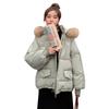 Eleitchtee LHT Down Padded Winter Jacket with Fur Loose Thick Women's Coat, Outerwear, Jacket, Short, Hood, Pockets, Fit, Casual, (Size S, Green)