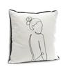 [A3698] - Бархатная подушка "Арти" черно-белая - 40х40 см (силуэт женщины)