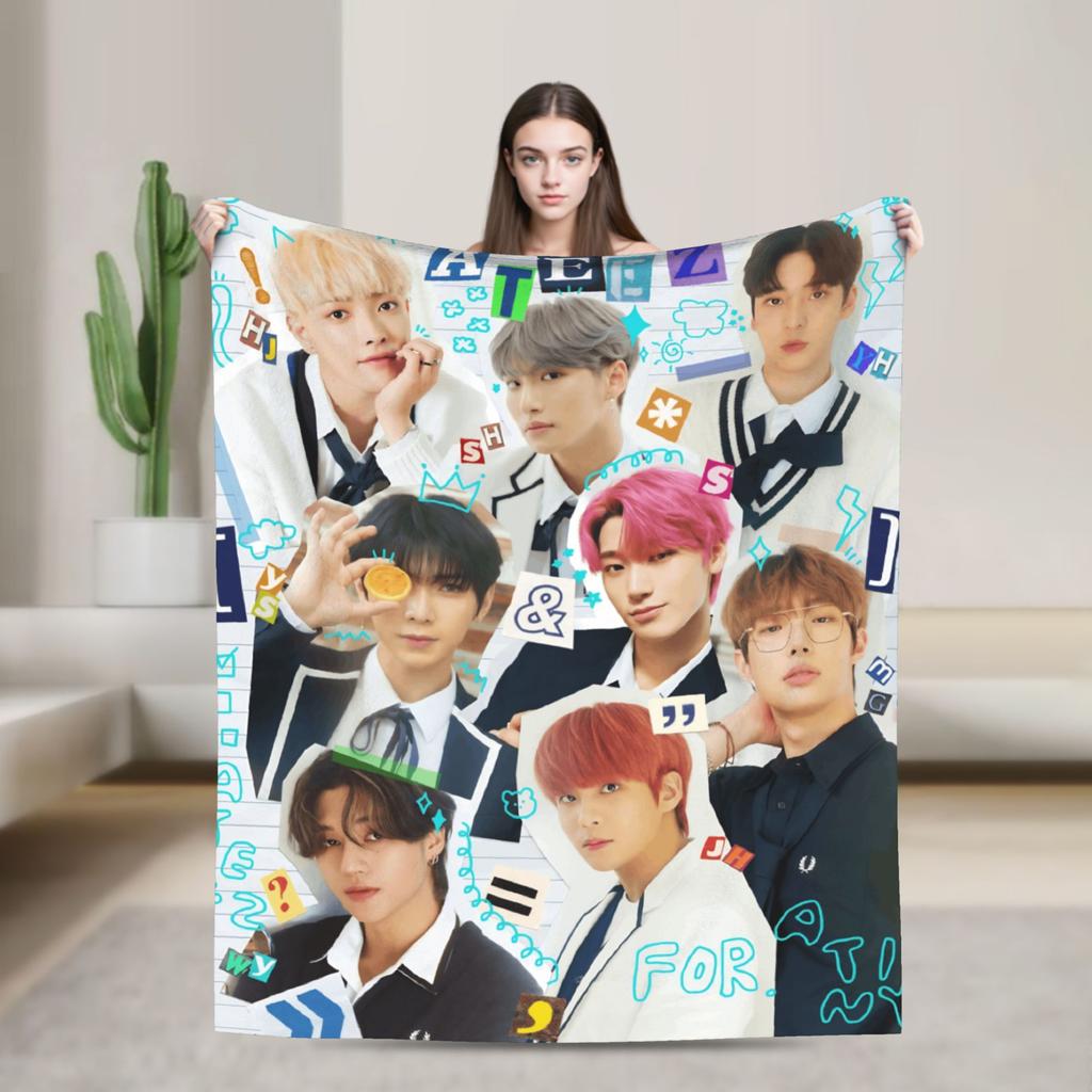 Супертеплые одеяла для кемпинга K-pop Ateez Чхве Сан Плед Фланелевое покрывало для улицы Новинка Чехол на диван-кровать