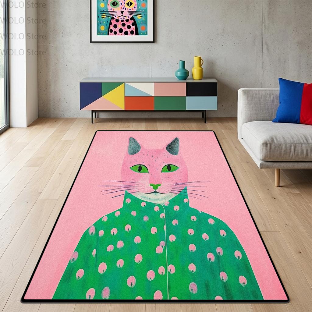 Pop Art Pink Leopard Print Carpet Modern Parlor Gaming Room Decoration Large Area Rugs Soft Non-slip Washable Bedroom Floor Mat