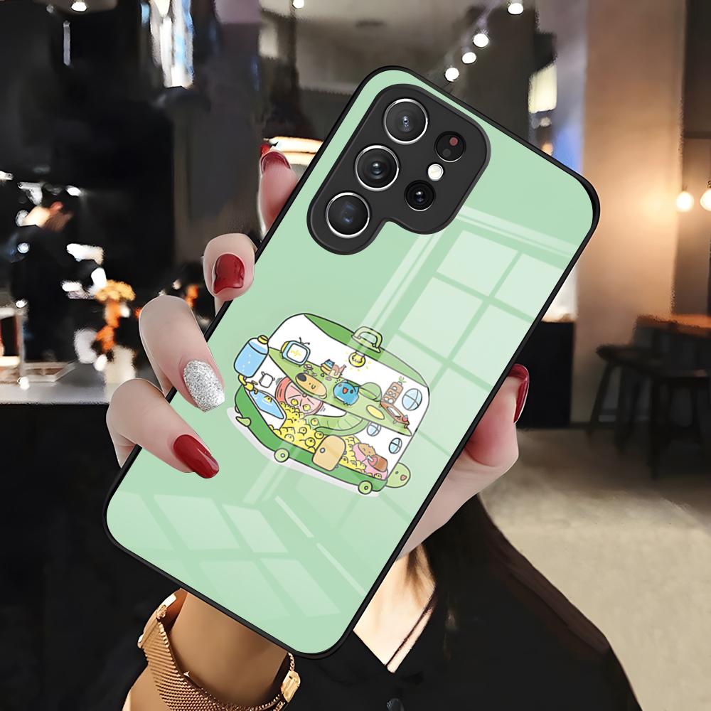 Милый чехол для телефона B-Bugcat Capoo для Samsung S26 S25 Edge Ultra 24 23 22 21 Ultra Plus Fe A55 56 15 4G 5G Стеклянная крышка