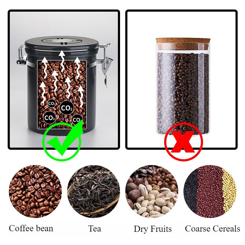 Coffee Canister Stainless Steel 1.8L Vacuum Sealed Tank Grain Tea Nut Cans Airtight Packaging Storage Box Home Food Container