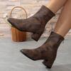 Fashion Brand Shoes Female 2024 High Quality Women's Square Heel Boots Retro Versatile Ladies Commuting Office Shoes Botas De Mujer