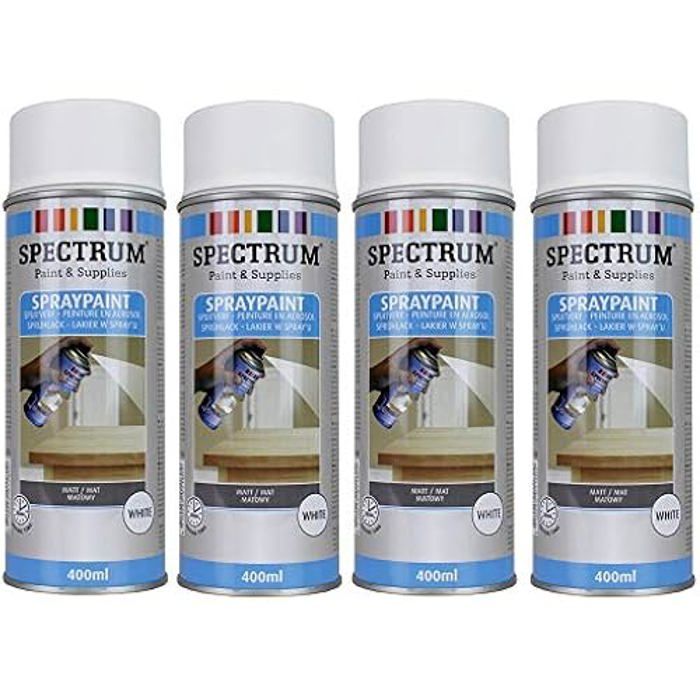 Aerosol Paint - MATTE WHITE - 400ml - Quick-drying - Wood, Metal, Plastic