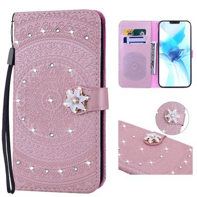 Чехол из искусственной кожи с драгоценными камнями и стразами с тиснением Мандала, флип-чехол для телефона, слоты для карт, кошелек для iPhone, Samsung, Huawei, Xiaomi, SONY, сумка с бриллиантами