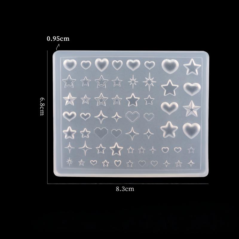 3D Heart Star Pentagram Silicone Nail Mold DIY Nail Art Transparent Manicure Decoration Creativity Template for Nail Charm