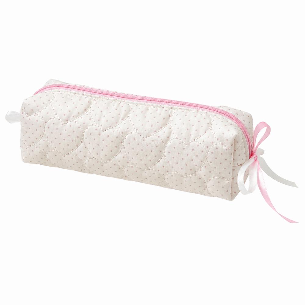 Polka Dot Print Pen Bag Pink White Stationery Pouch Cute Pencil Case Back To School
