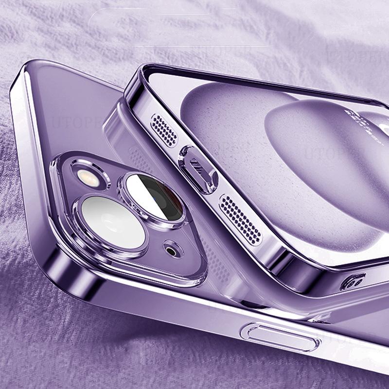Роскошный прозрачный мягкий ТПУ чехол с покрытием для IPhone 16 15 14 13 12 11 Pro Max Plus, ультратонкий, с защитой HD-камеры