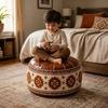 Unstuffed Round Footstool Cover Boho Style Storage Ottoman Clothes Storage Bag  Living Room