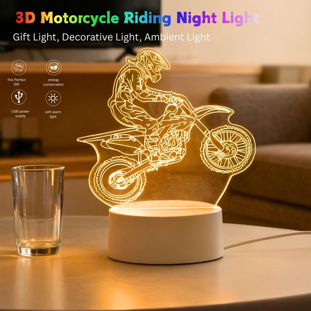 USB 3D светящийся мотоцикл, креативный ночник, украшение для дома, настольное украшение, светильник для гостиной и спальни