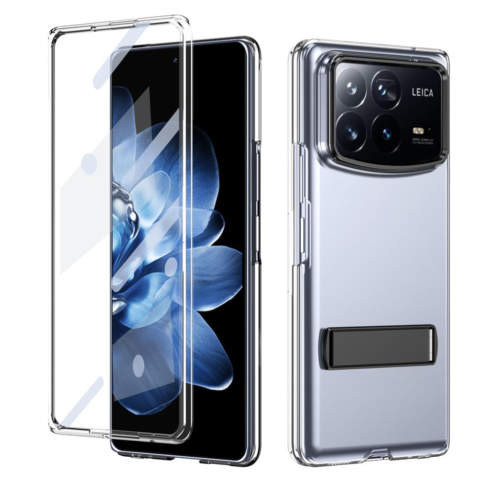 KEYSION Прозрачный чехол для Xiaomi MIX Fold 4 Hard PC Metal Kickstand Противоударный чехол для телефона с защитным стеклом для экрана