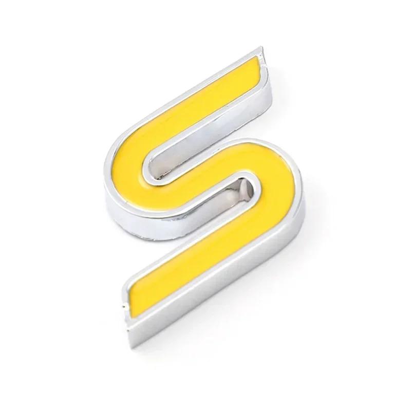 1Pc 3D Metal S Logo Front Grille Emblem Badge Car Rear Trunk Stickers For Focus Fiesta Escape Ecosport Kuga Mondeo Accessories
