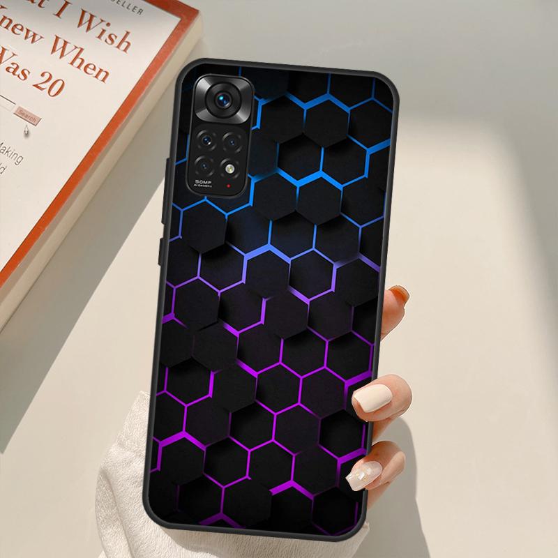 3D шестиугольные огни для Redmi 10A 10C 9A 9C 9T K40 K50 игровой чехол для телефона Redmi Note 11S 10S 9S 9 10 11 Pro