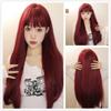 HAIRCUBE красный прямой синтетический парик для женщин длинный натуральный многослойный парик с челкой косплей вечерние термостойкое волокно парик волосы
