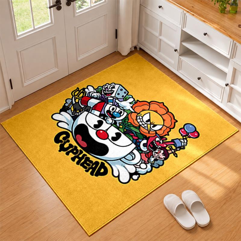 Cuphead Carpet Door Mat for Living Room or Bedroom Protective Mat Under Chair Office Decoration Christmas Gift Birthday Present