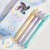 Набор из 4 нежных и романтичных гелевых ручек, клип с вращающимся цветком маргаритки, быстросохнущие чернила черного цвета для письма, студенческая школьная