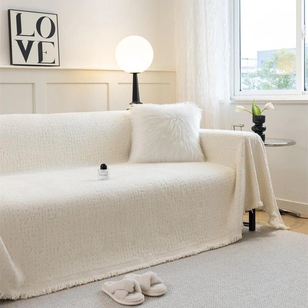 Скандинавские пледы для дивана-кровати, одноместный, четырехсезонный, плюшевый чехол для дивана, защита от пыли и царапин, защитный чехол для двухместного дивана