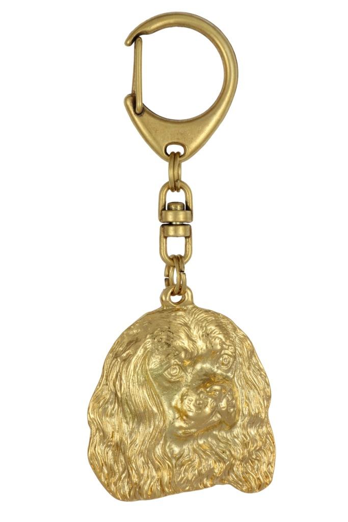 Cavalier King Charles Spaniel - Gilded Key Ring with Dog In Gift Box, Handbag Decoration, Luxury Accessory by Art-Dog Brand