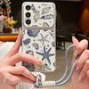 Чехол-ремешок из кожи с рисунком Красная Акула Медуза для Samsung S26 S25 Ultra S24 S23 S22 Plus S21 FE A16 A17 A26 A36 A37 A54 A55 A56 A57 5G