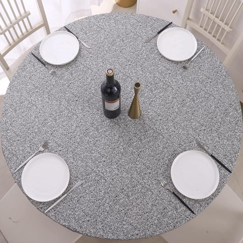 Круглая скатерть из ПВХ, водонепроницаемая, утолщенная, прозрачная, с принтом, деревянная, маслостойкая, пластиковая скатерть на флисовой подкладке, эластичная