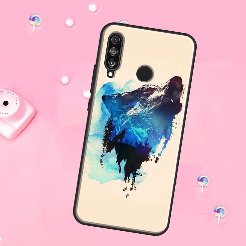 wolf art black For Huawei Nova 12i 7i 8i 11i 12s Y73 Y70 Y90 Y60 Y72 Y61 Y91 9 10 SE P30 Pro P40 Lite Case