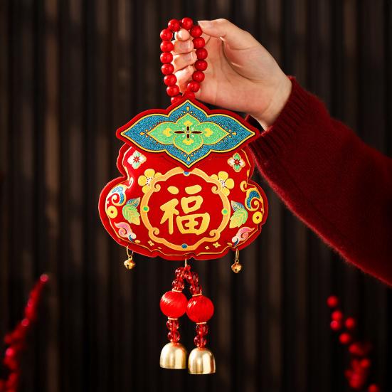 Chinese New Year Decoration Horse Fish Hanging Ornament Auspicious Symbols Blessing Bag for Wall Car Home Decor