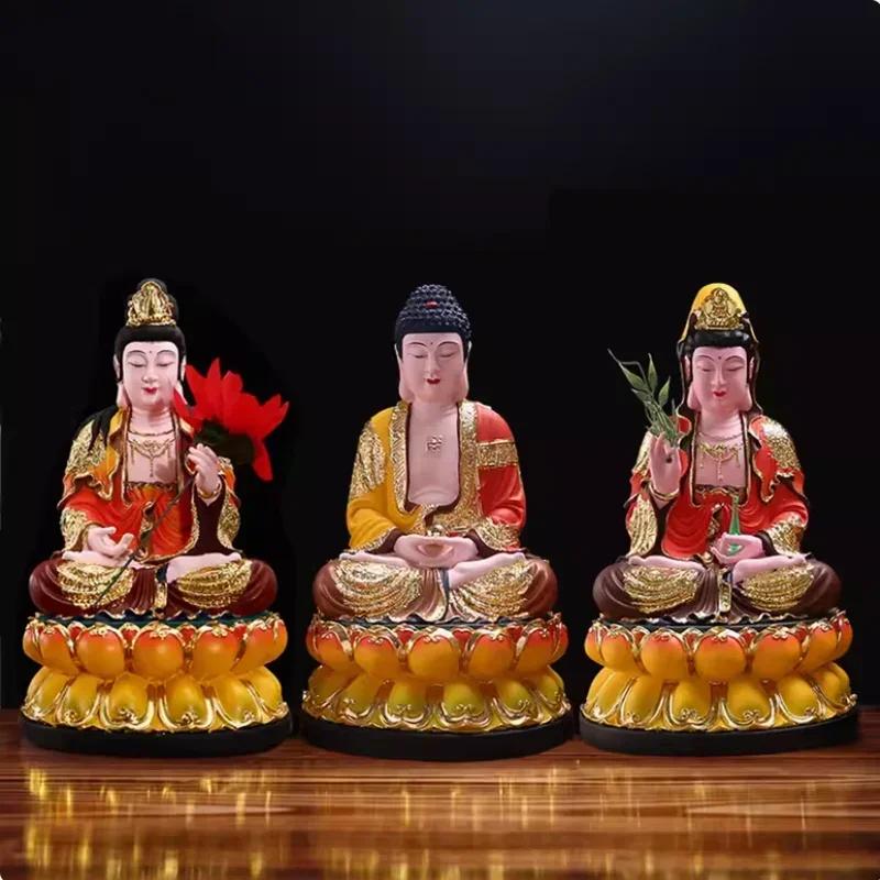Будда Шакьямуни Кшитигарбха Бодхисаттва Авалокитешвара Статуя Будды Домашний зал Будды Предлагает украшения Мебель для дома