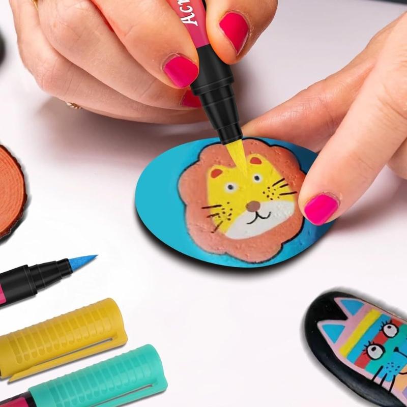 30 шт. Акриловый маркер Художественный маркер 30 цветов Кисть для DIY Роспись обуви, сумки на бумаге, камне, дереве, стекле, холсте