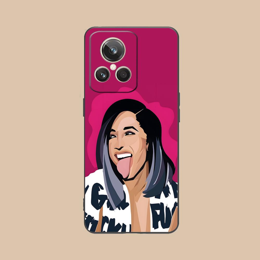 Матовый ТПУ чехол для мобильного телефона Cardi B для Realme GT 8 Neo Pro C75 73 71 C67 65 C55 53 C35 31 C20 15 Цветная обложка