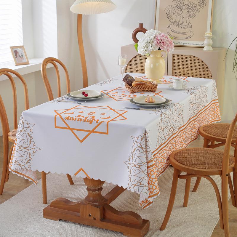 Скатерть 1шт водонепроницаемая и жиростойкая обеденная столовая обитая полиэфирной тканью