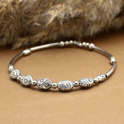 Original handmade ethnic style Tibetan silver bracelet characteristic jewelry, retro women's fashion and simple Miao silver bracelet bracelet