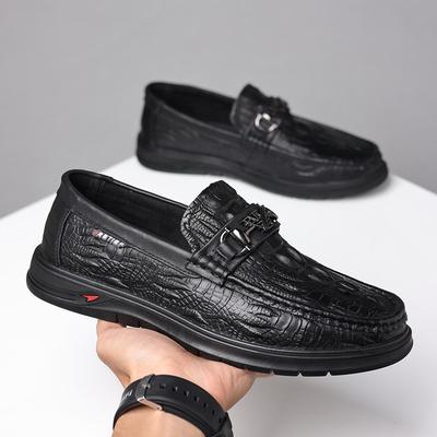 Популярные в Douyin мужские кожаные туфли, новые весенне-осенние, деловые, дышащие, с крокодиловым узором, туфли-доду, мужские кожаные туфли из первого слоя коровьей кожи, м