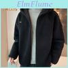 Long Hooded Men Jacket Coat Sleeve Embroidery Letter Print Solid Color Coat Zipper Placket Thick Fleece Warm Winter Outwear
