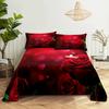 Red Rose Bed Sheets and Pillowcases for Double Beds Single 3D Flower Bedsheets Set with Pillow Case 2pcs 3pcs Queen Full Size