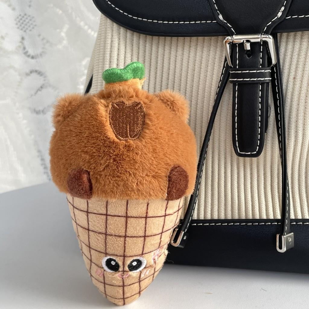 Green Guitar Capybara Plush Toy Short Fur Musical Student Backpack Keychain Cute Collectible Gift