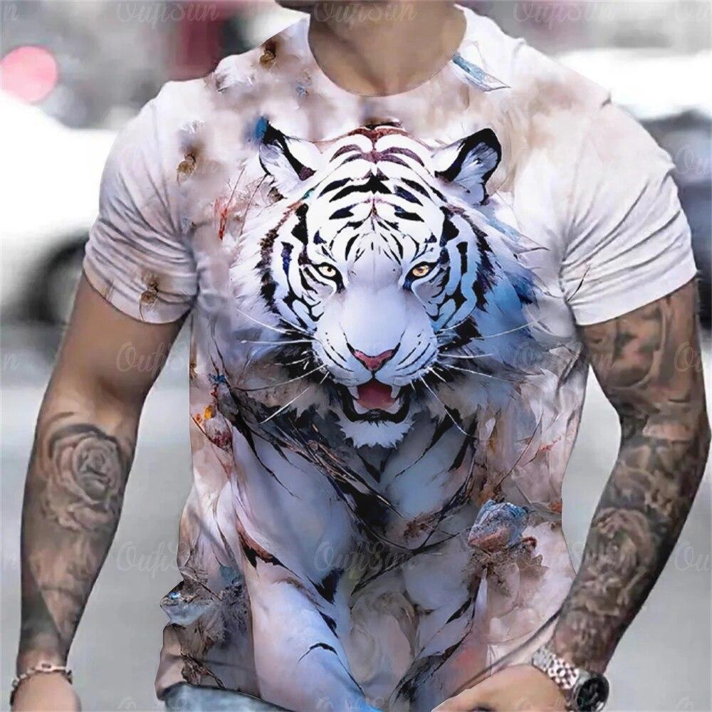 Мужская футболка с животным 3d принтом тигра, модная мужская уличная дизайнерская толстовка Harajuku с короткими рукавами, свободные негабаритные футболки
