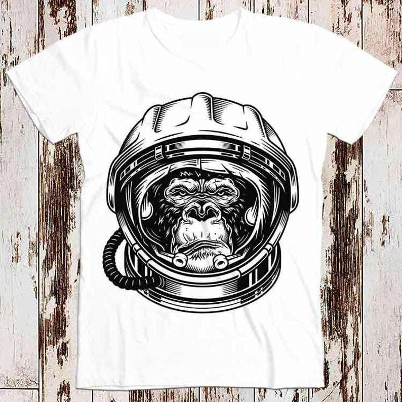 230 Gsm 100% Cotton Space Monkey Astronaut Gorilla Funny Super Cool Best Gift Top Tee T Shirt 8874