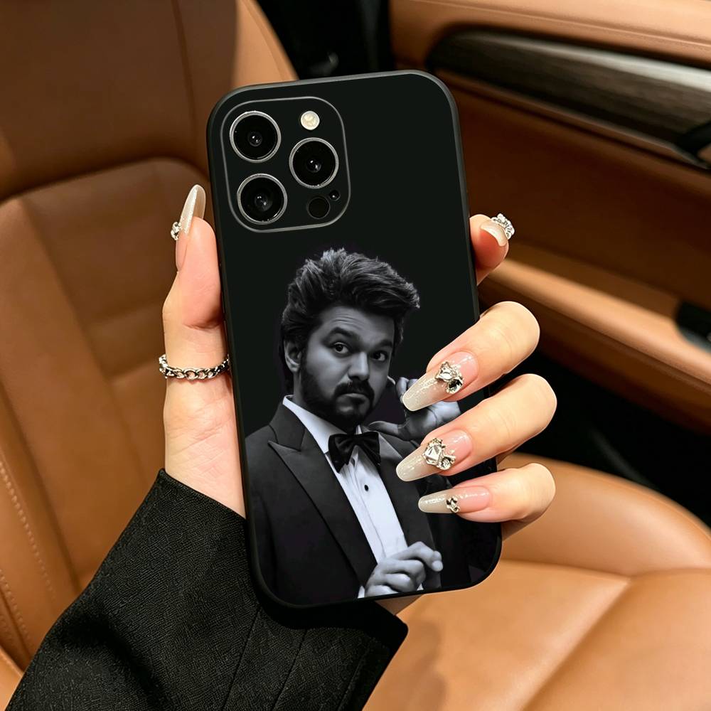 Thalapathy Vijay India Phone Case For iPhone 17,16,15,14,13,12,11 Pro Max,16Plus,XS Soft Black Cover