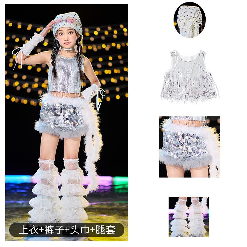 Girls Hip Hop Dance Outfit Jazz Performance Set Kids Cool Streetwear Stage Show