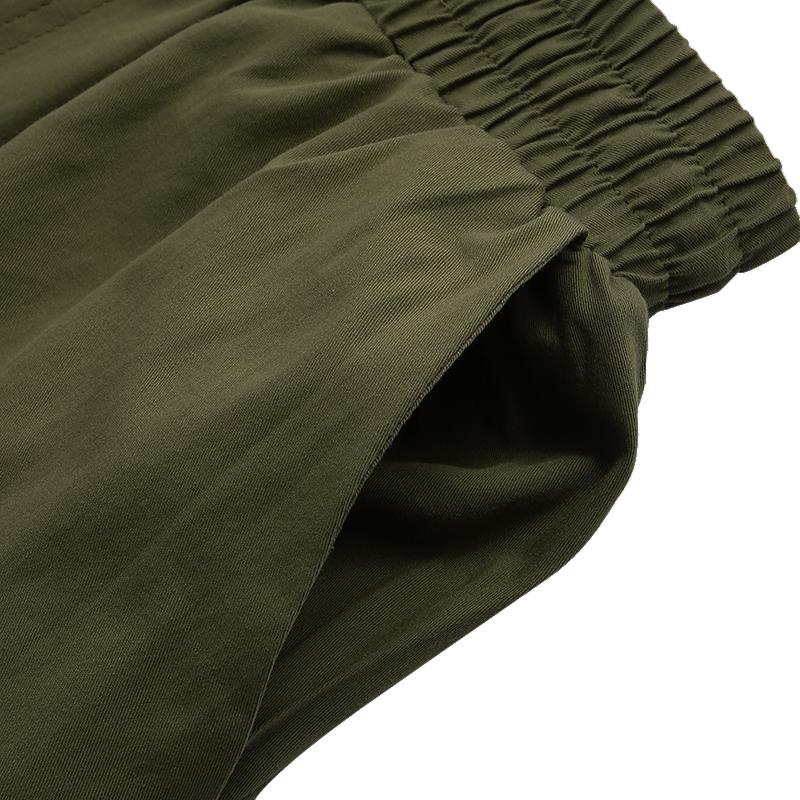 Женские шаровары с эластичной резинкой на талии и карманами, брюки с резьбой по краю