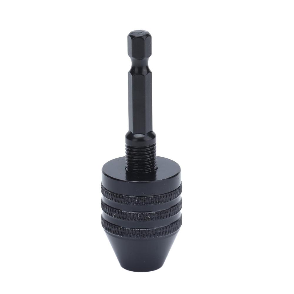 Aluminum Alloy Keyless Drill Chuck Black Drill Bit Chuck Tool Hex Shank Chuck Impact Driver