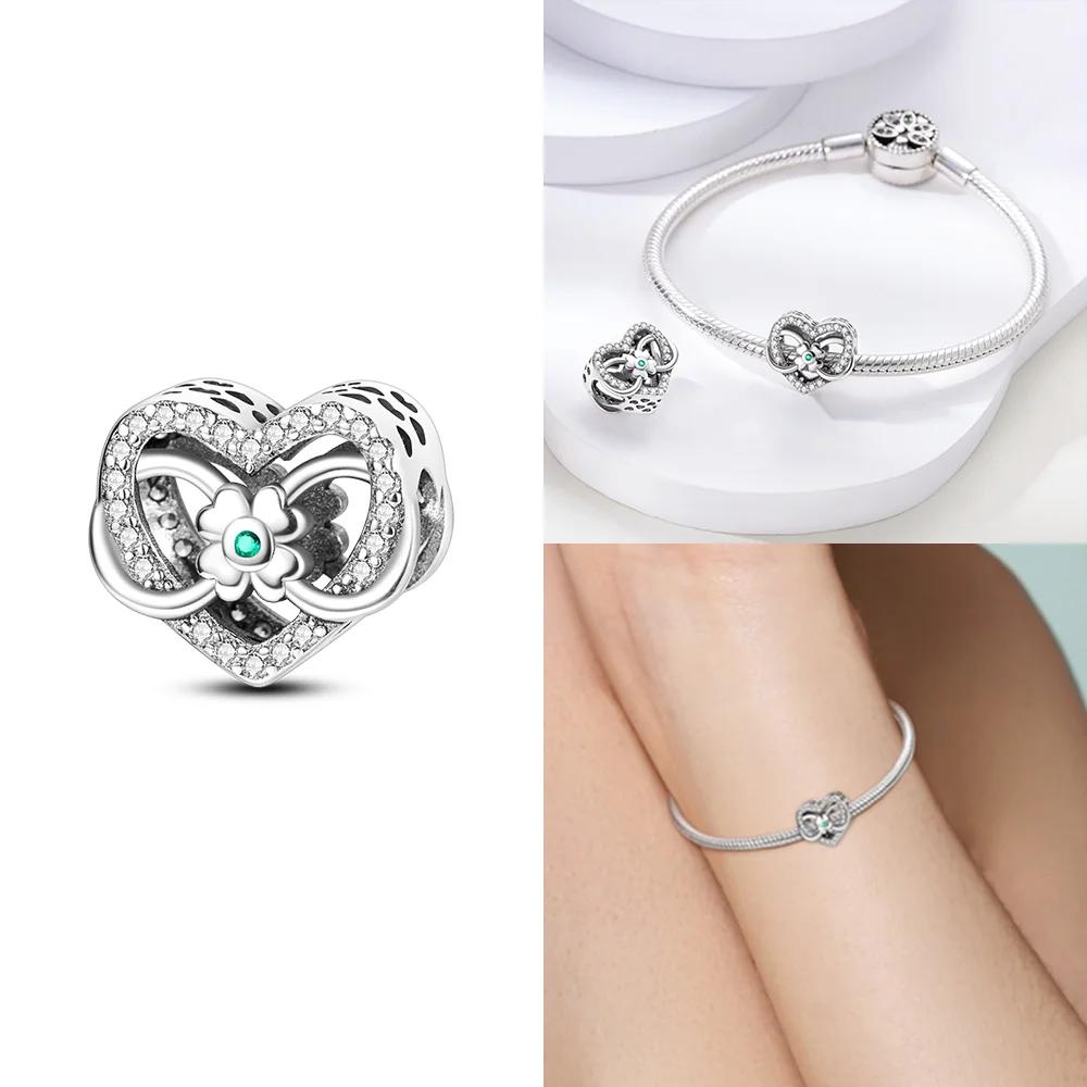 Классическая Бесконечная Любовь Розовое Сердце Корона Оригинальные Медные Шармы Бусины Подходят для Браслета Женские Украшения Сделай Сам Подарок Аксессуар для Изготовления