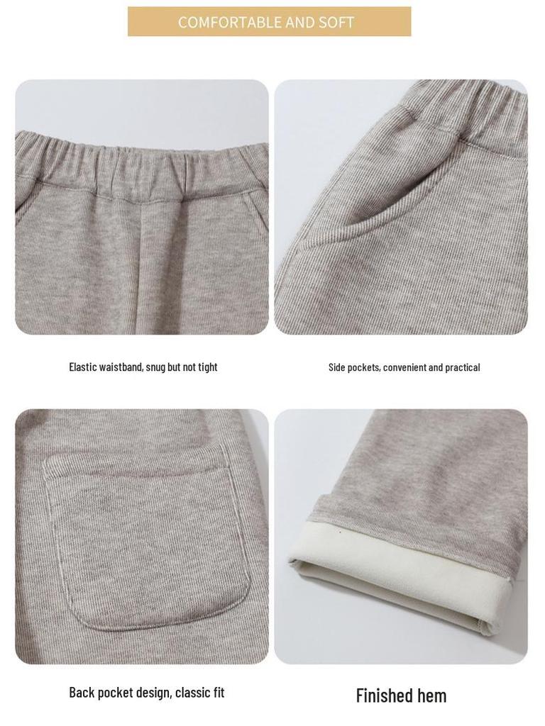 Бархатные зимние брюки широкого кроя для девочек в корейском стиле 2025